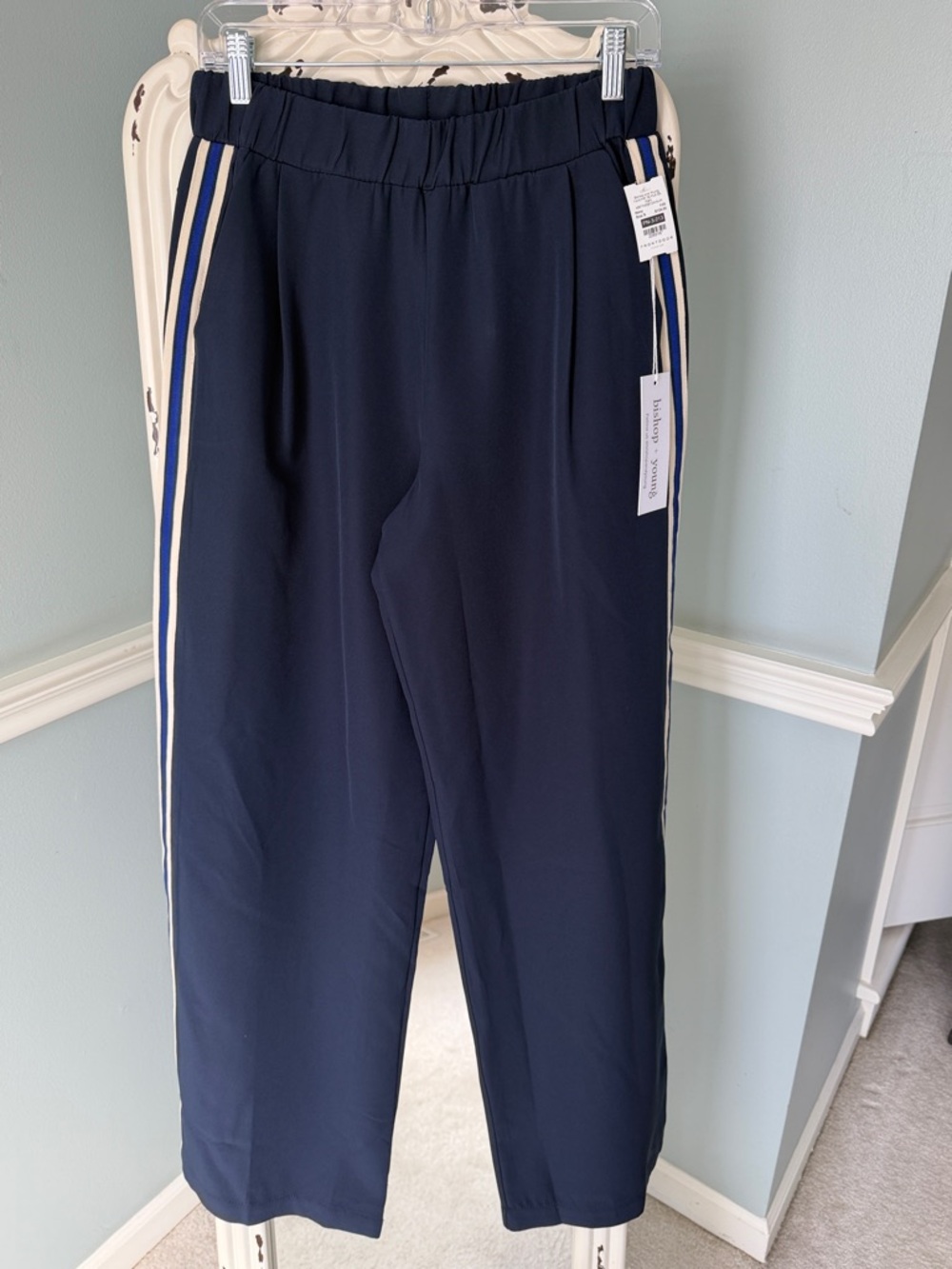 bishop + young Navy Elastic Waist Trousers